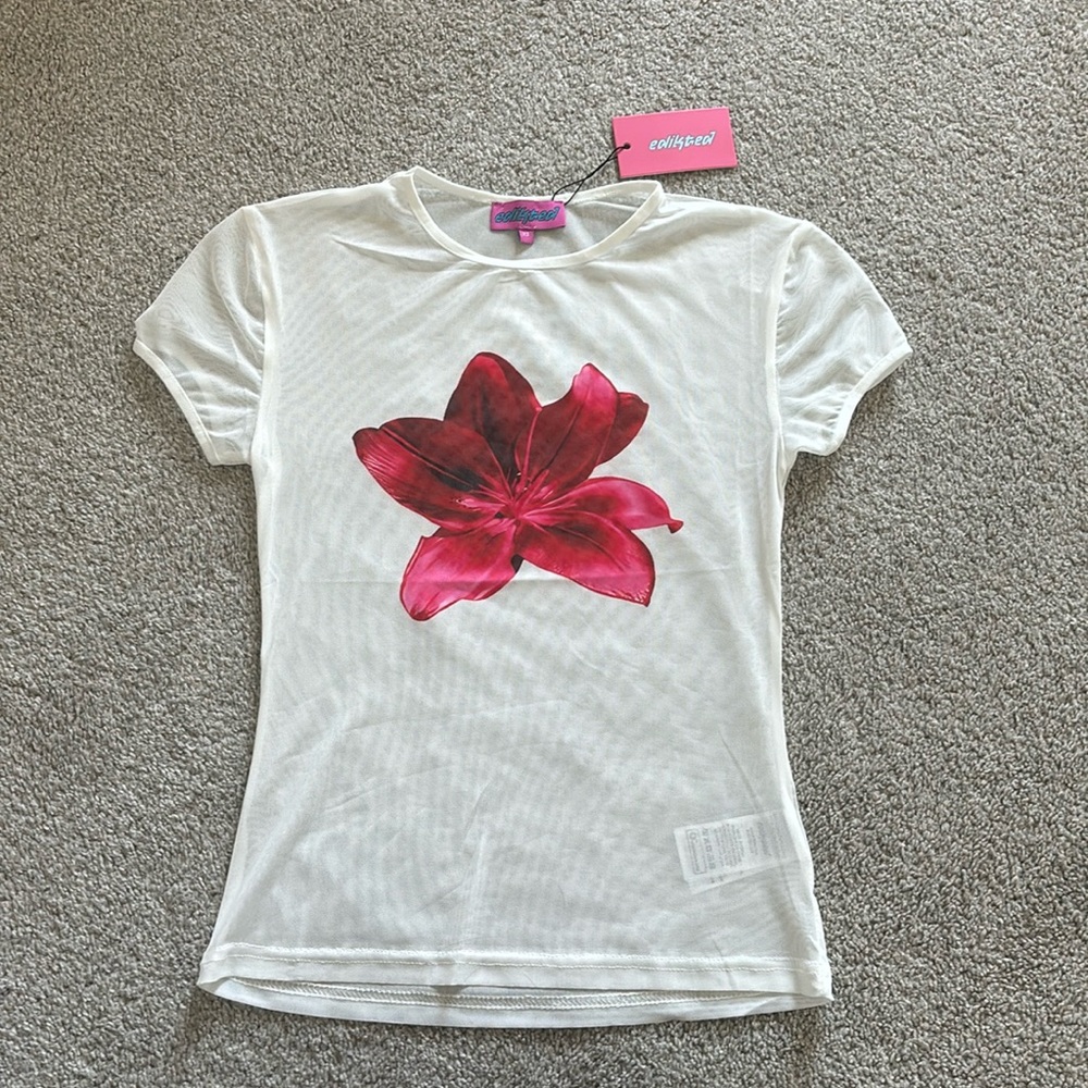 Edikted Aloha Sheer Mesh T Shirt